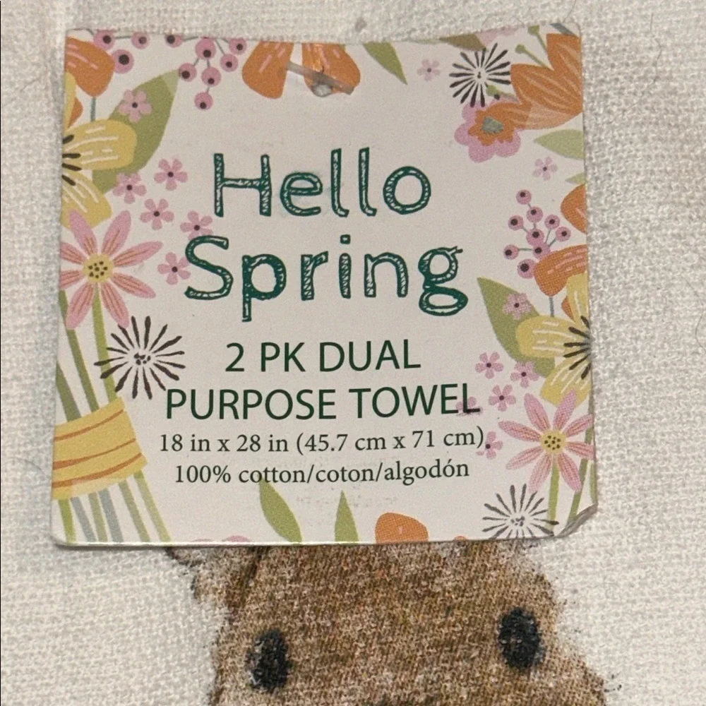 Kay Dee Designs Hello Spring Bunny 2 PK Dual‎ Purpose Kitchen Towels 100% Cotton
